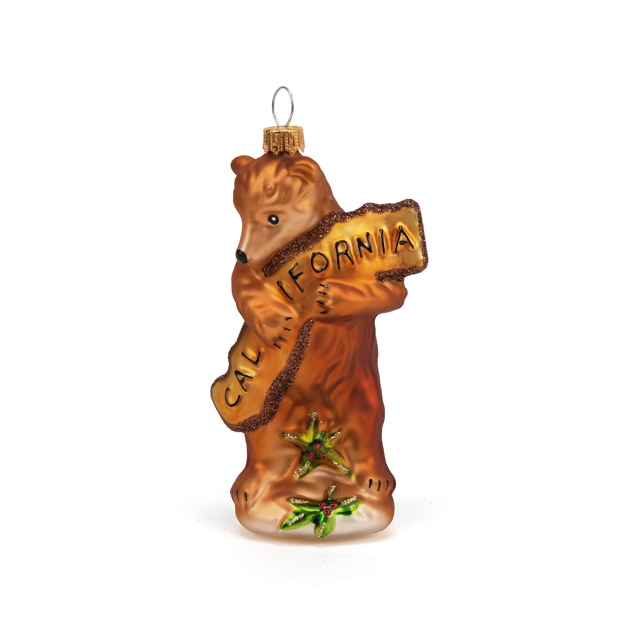CA Bear Hug Glass Ornament