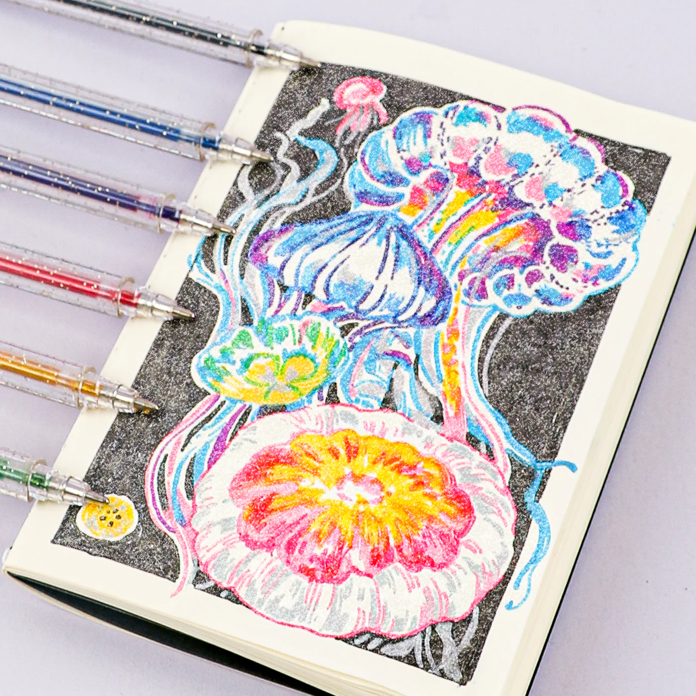 Capped Iridescent Glitter Gel Ink Pen Set of 18 - Image 6