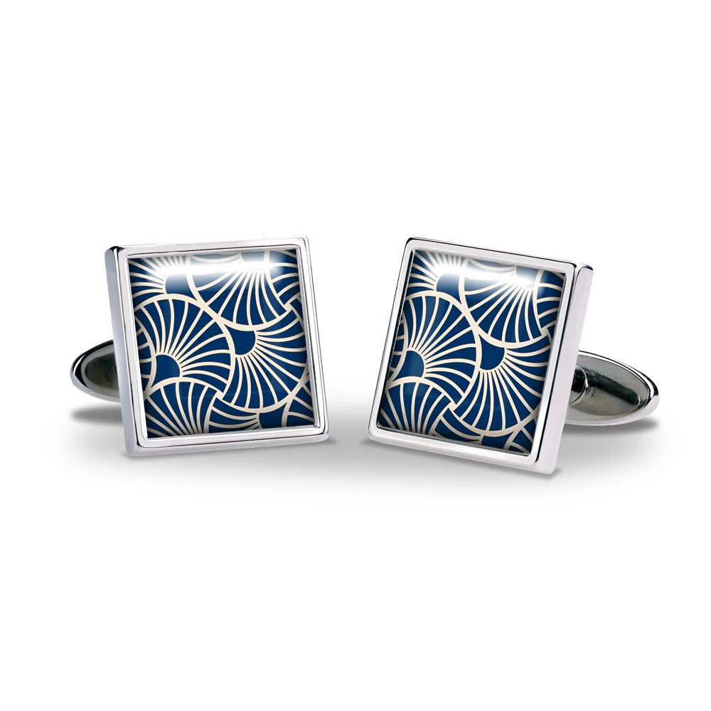 Deco Gingko Navy Cufflinks