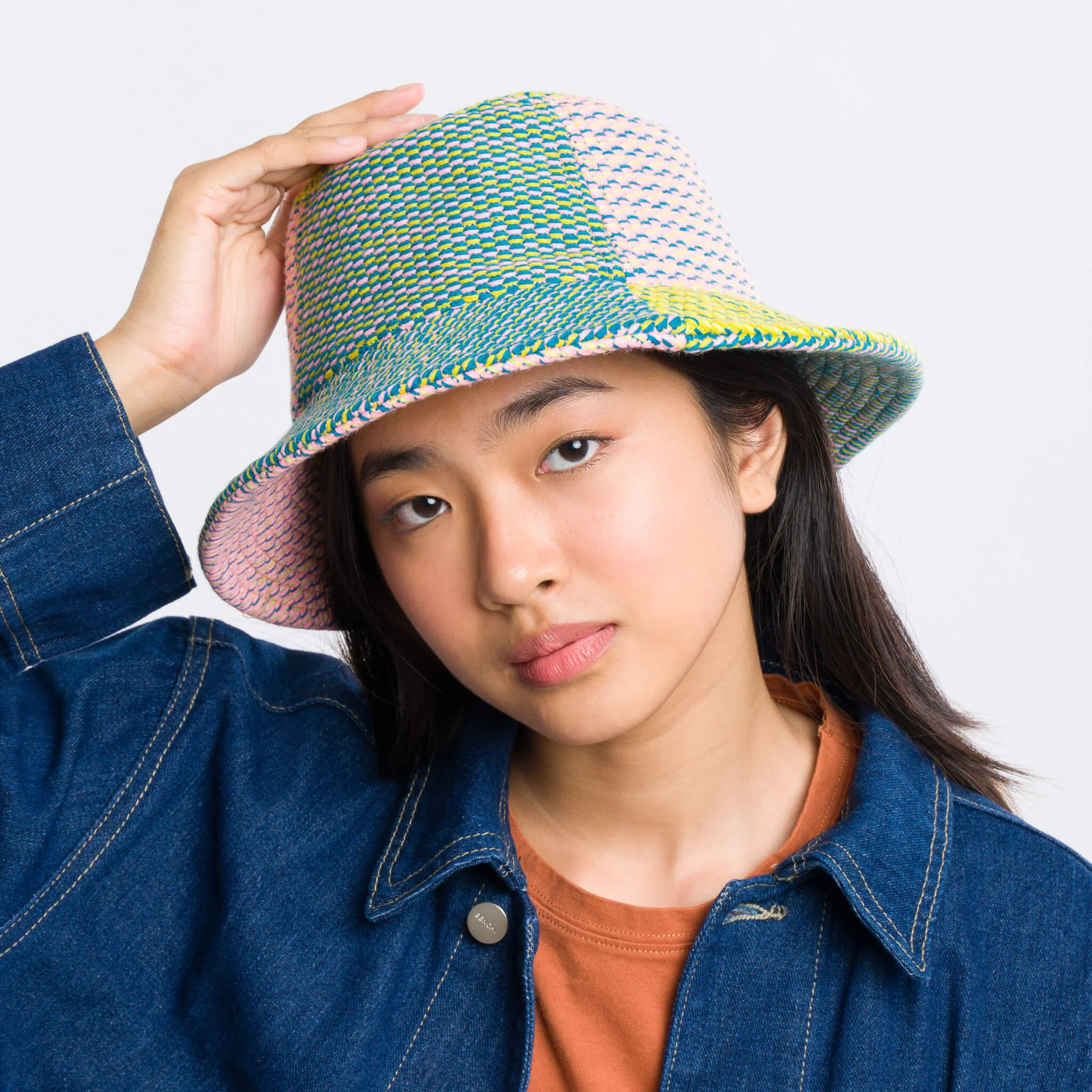 Dashes Bucket Hat: Green + Pink - Image 4