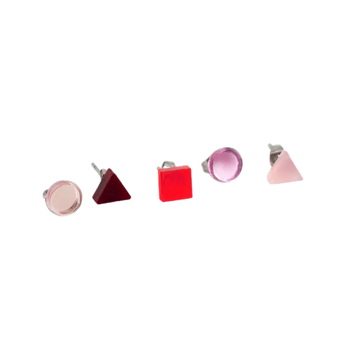 Basic Mini Tropical Magenta Palette Stud Earrings Set