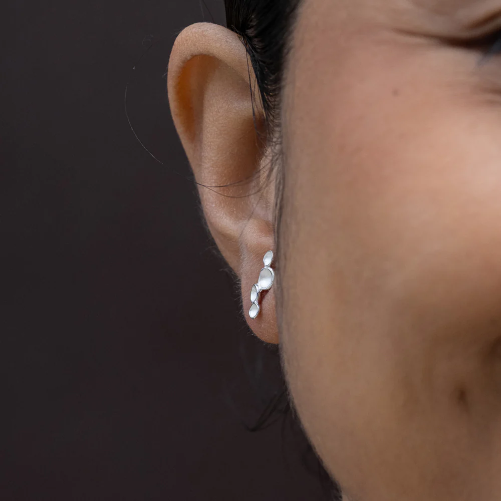 Mini Ripple Pod Post Earrings: Sterling Silver - Image 3