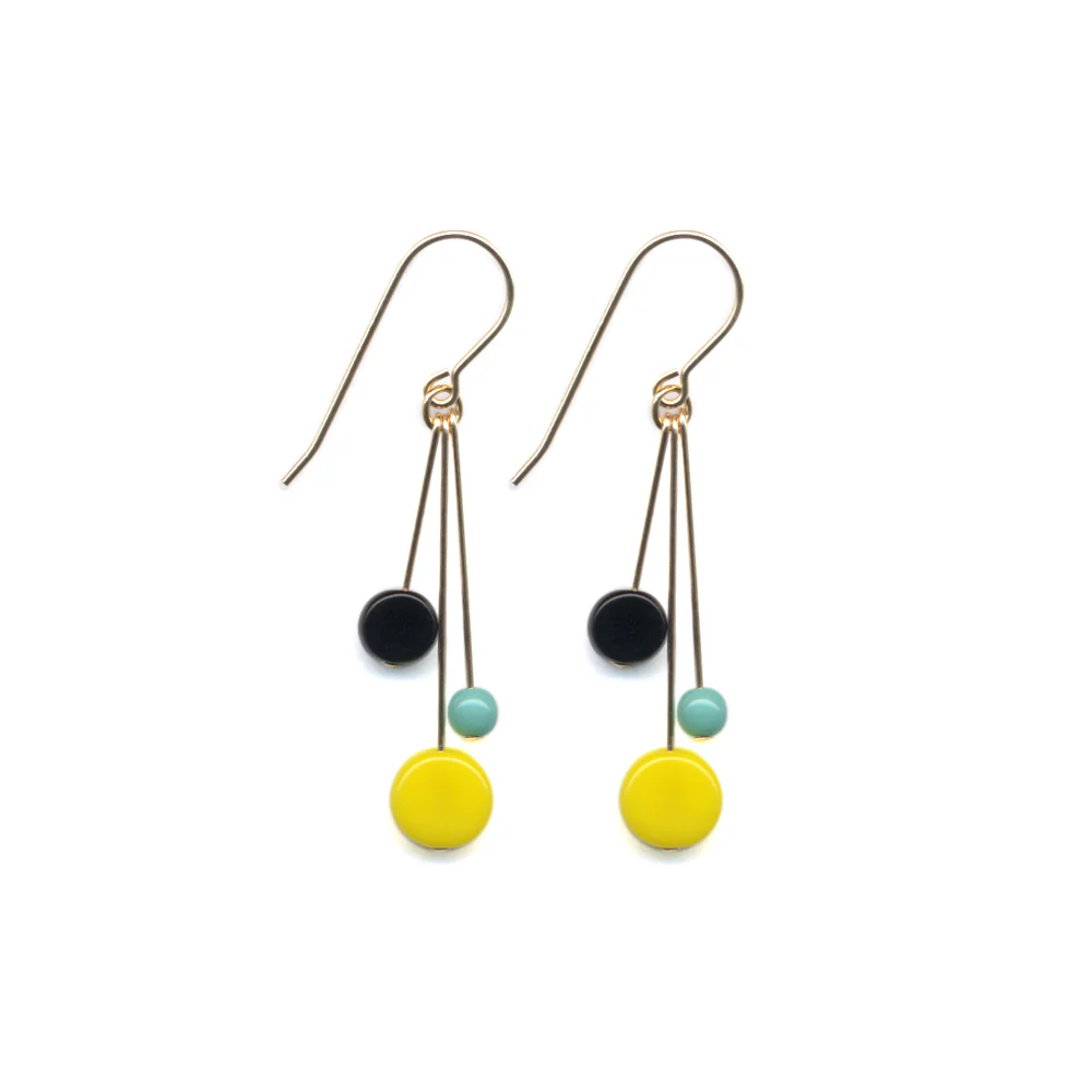 Yellow Cluster Earrings