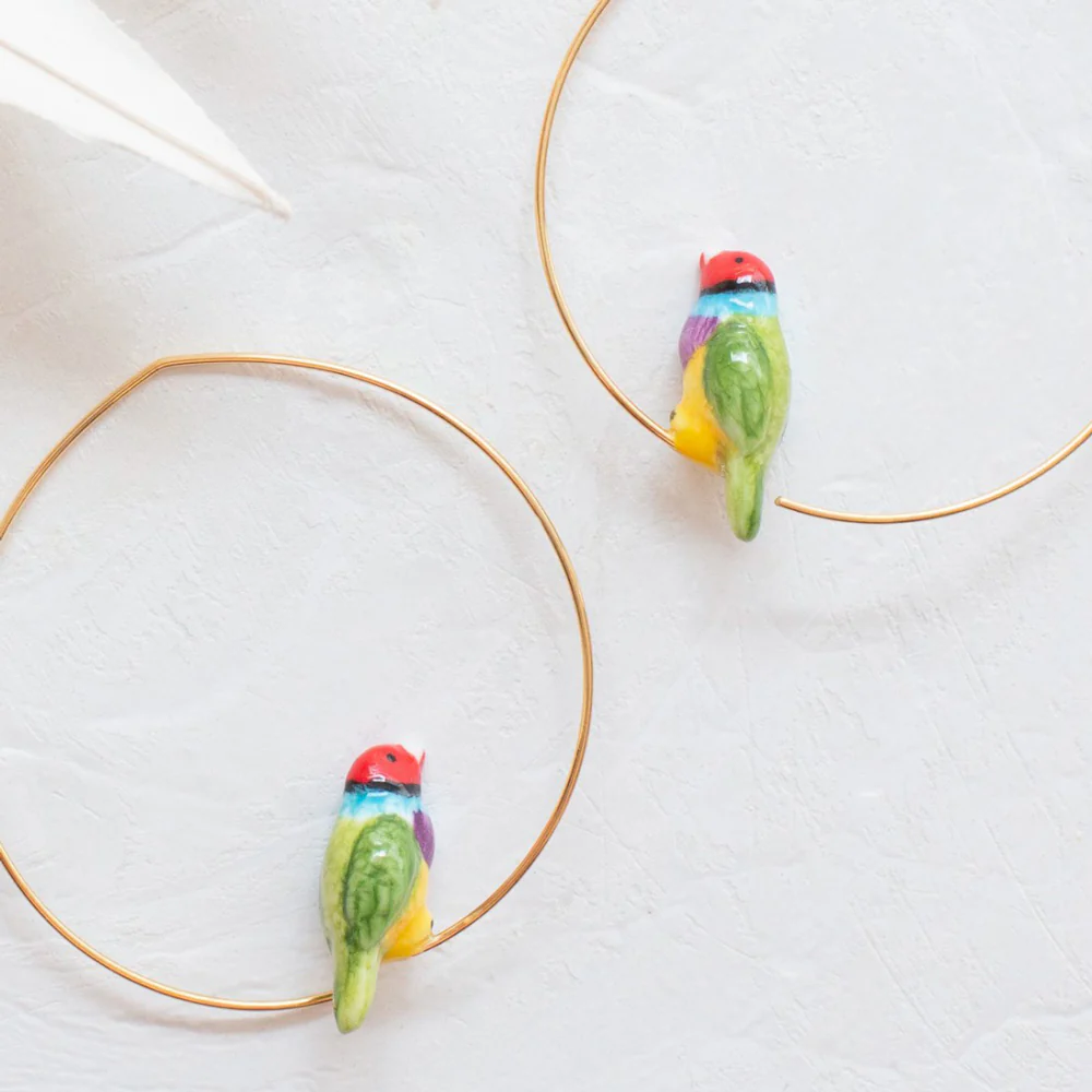 Gouldian Finch Hoop Earrings - Image 3