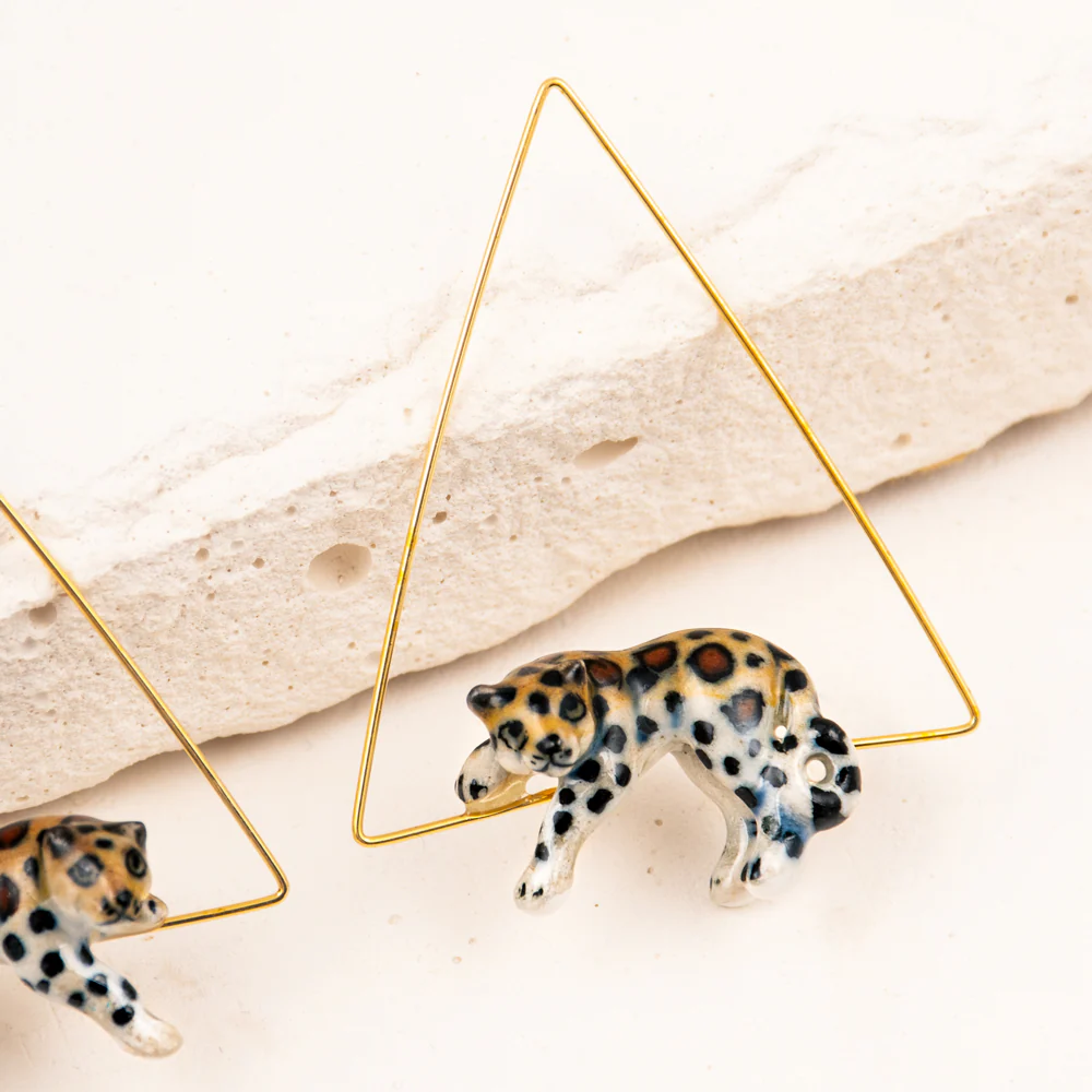 Leopard Triangle Earrings - Image 2