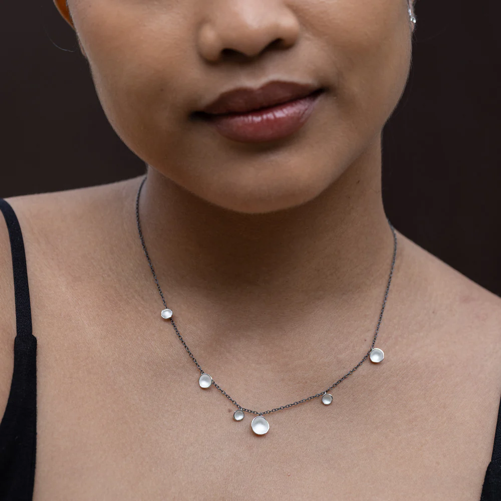 6-Pod Drop Necklace: Sterling and Oxidized Sterling - Image 3