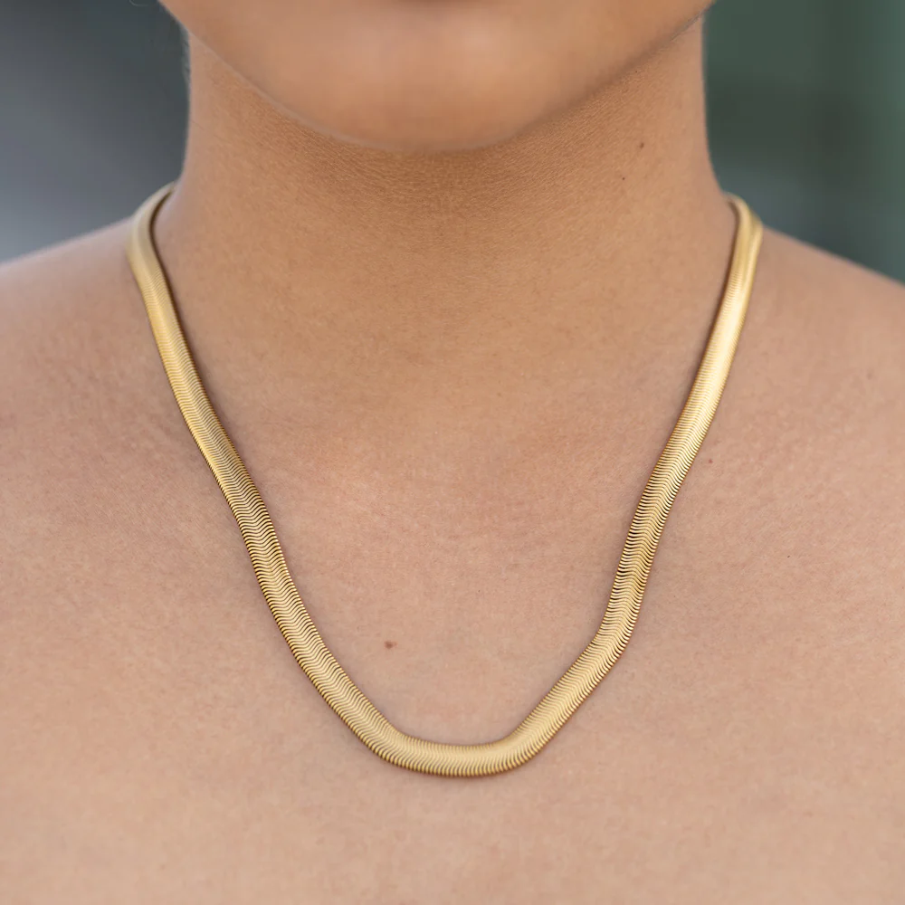 Gold Snake 6 mm Chain 18-inch Necklace