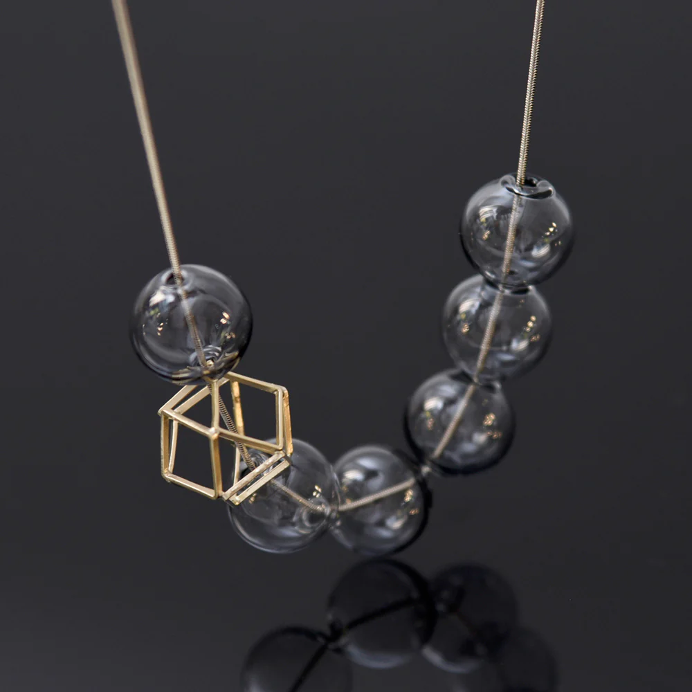 Hex Hex Necklace: Satin Gold + Grey