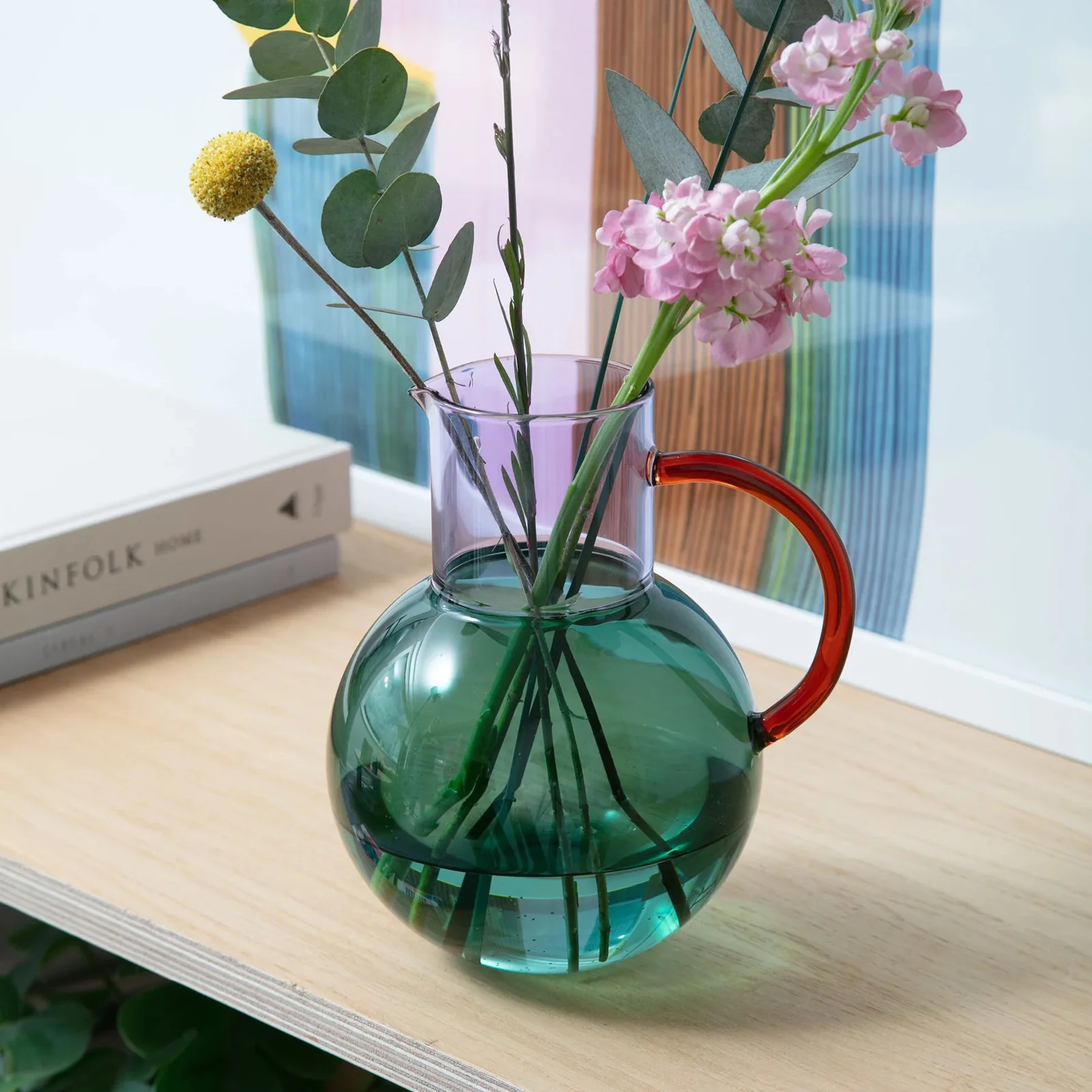 Pablo Large Glass Jug: Teal, Purple + Amber - Image 2