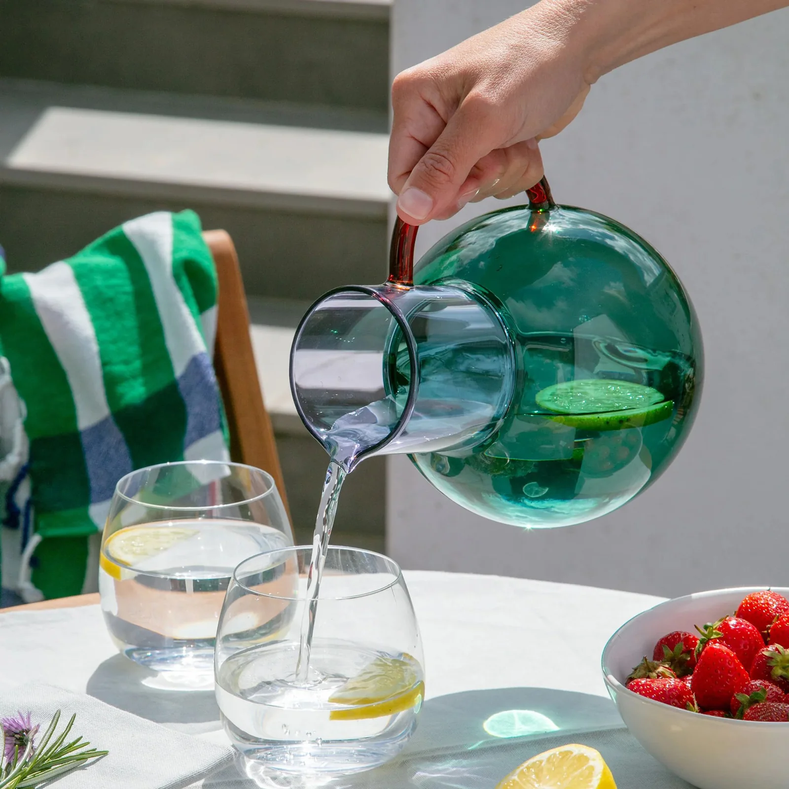 Pablo Large Glass Jug: Teal, Purple + Amber - Image 3