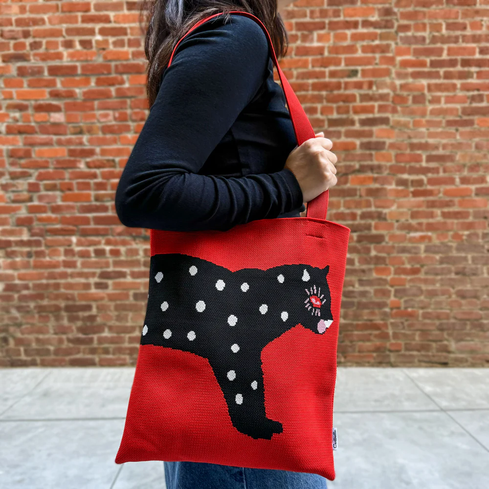 Polka Cat Knit Tote - Image 2