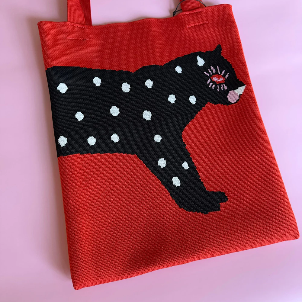 Polka Cat Knit Tote - Image 4
