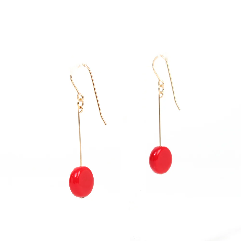 Red Circle Earrings - Image 3