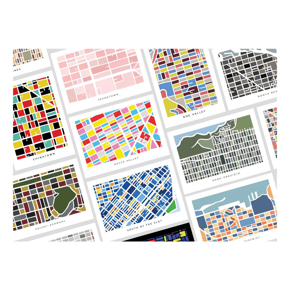 San Francisco Neighborhoods Set Of 16 Postcards