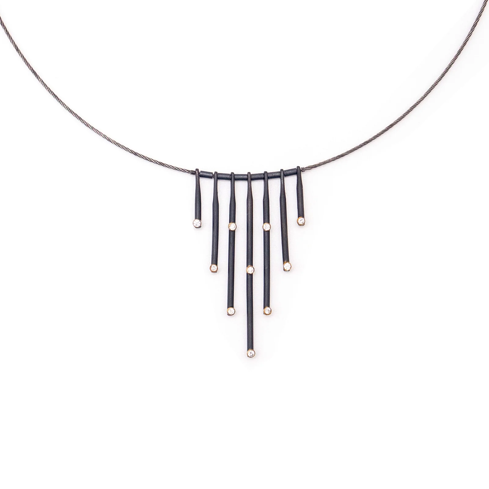 Seven Lines Diamond Drop Necklace
