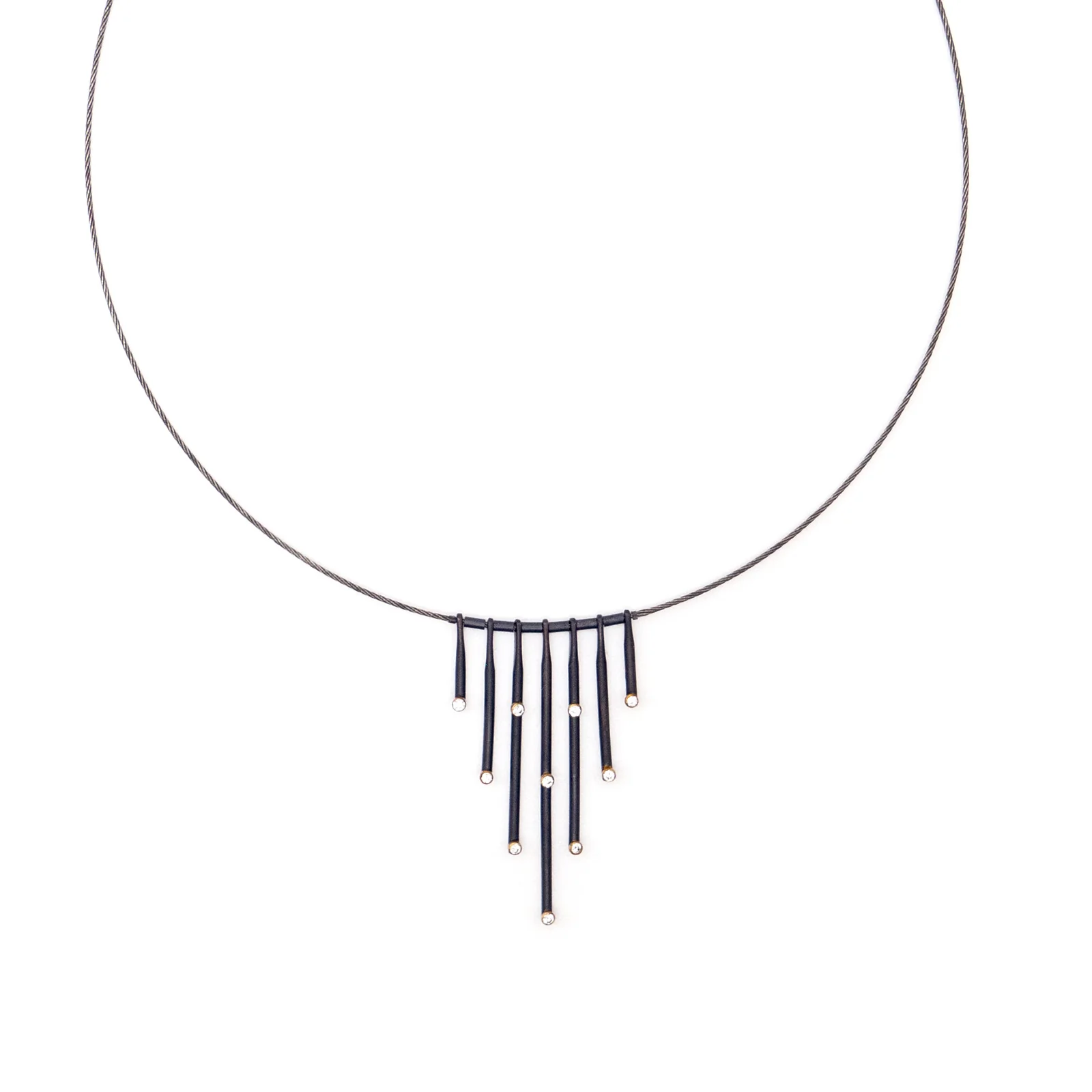 Seven Lines Diamond Drop Necklace - Image 5