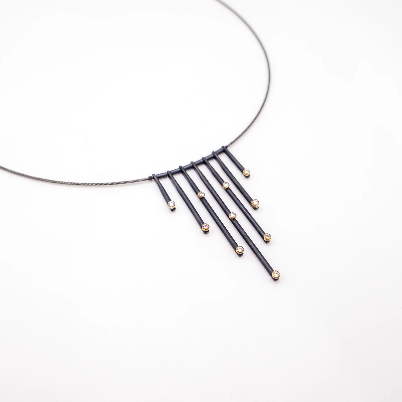 Seven Lines Diamond Drop Necklace - Image 6