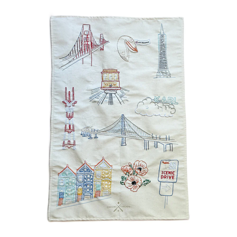 Stitch Your City San Francisco Tea Towel Embroidery Kit