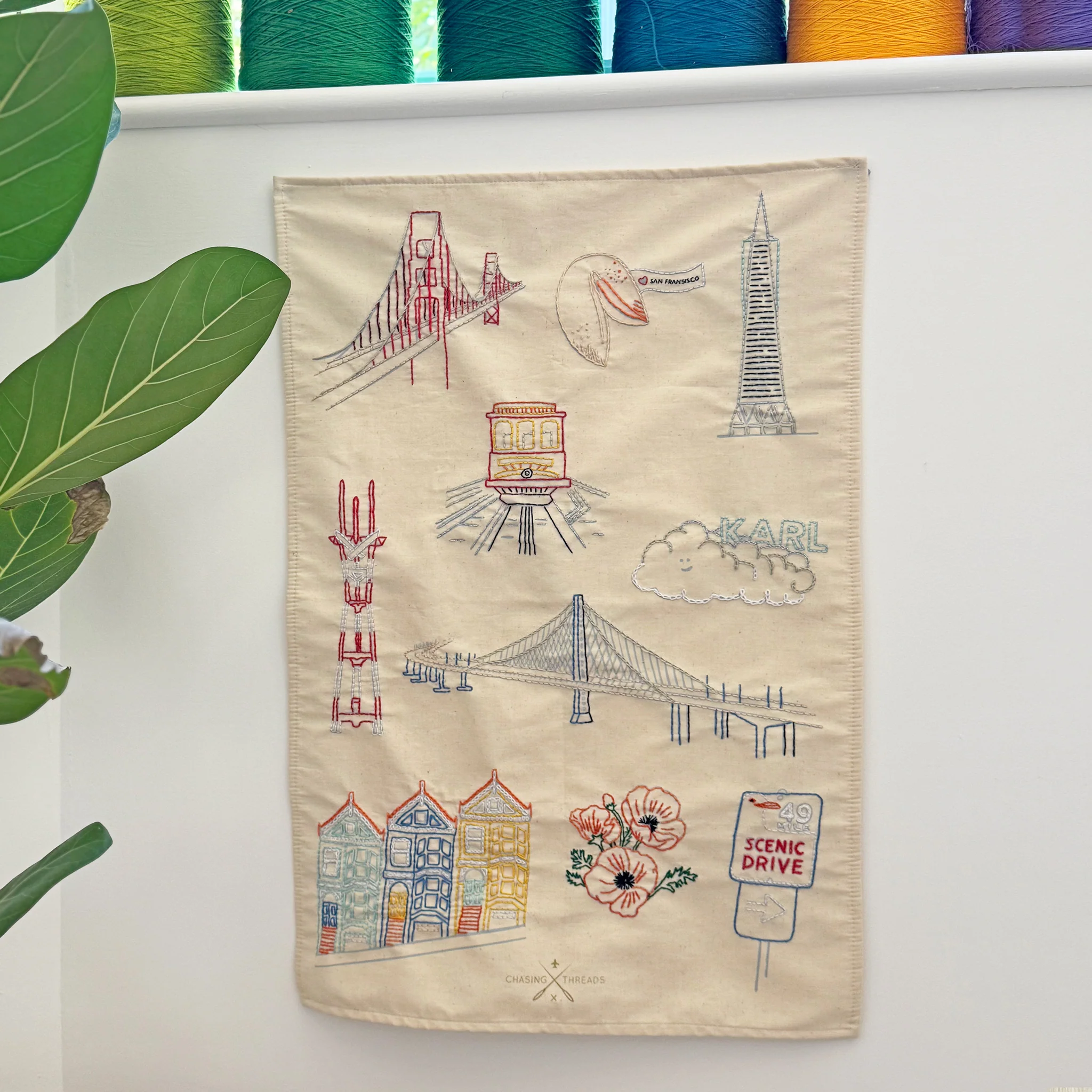 Stitch Your City San Francisco Tea Towel Embroidery Kit - Image 3