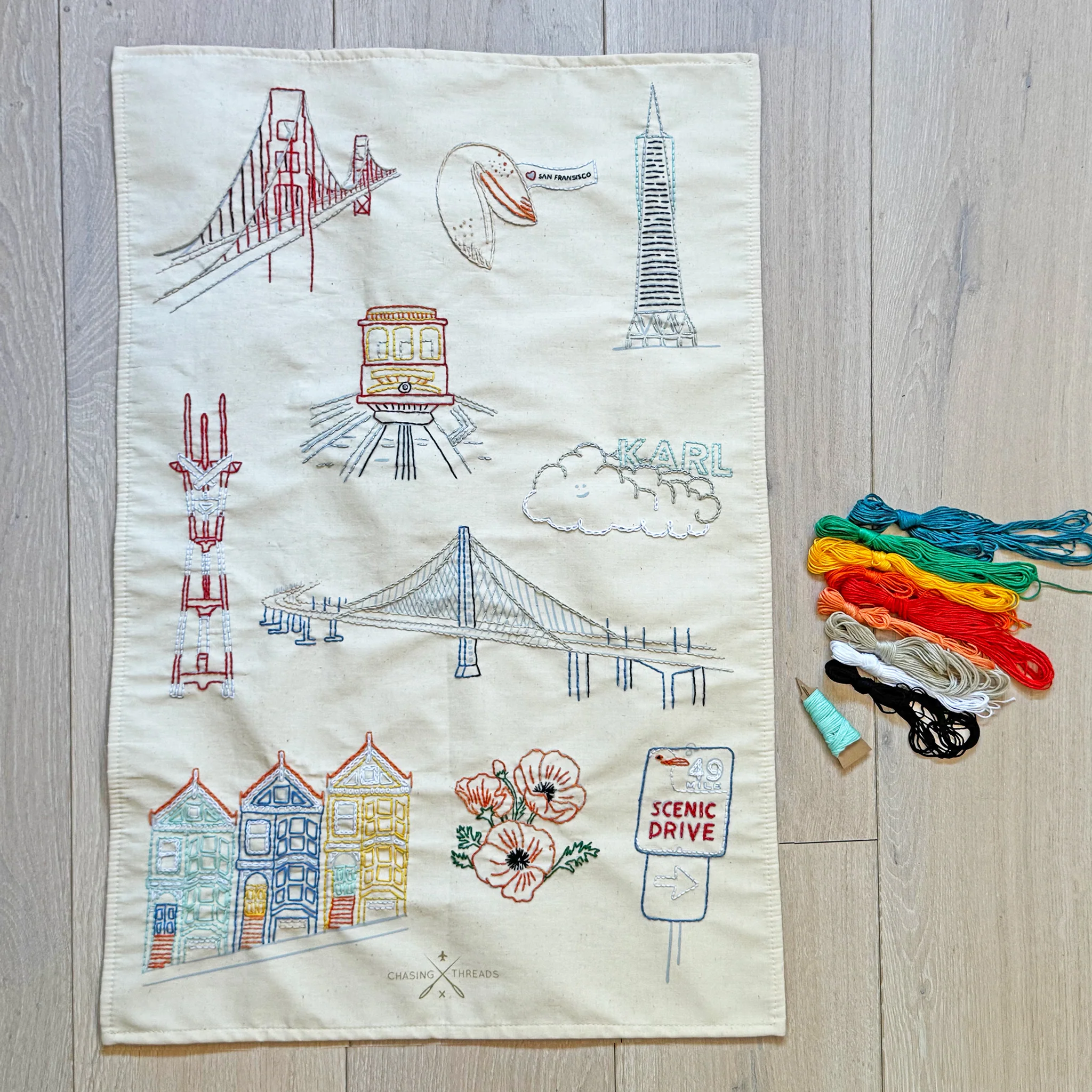 Stitch Your City San Francisco Tea Towel Embroidery Kit - Image 4