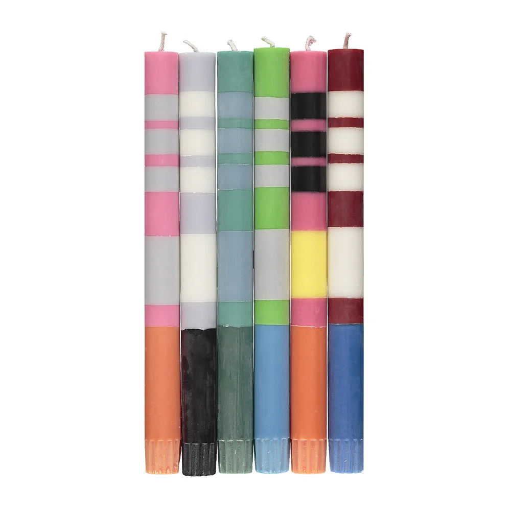 Striped Candles Box of 6: Multi-variable