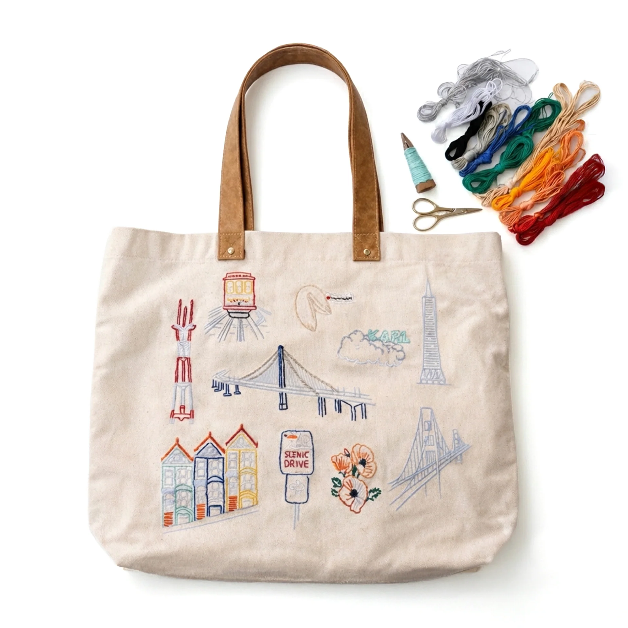 Stitch Your City San Francisco Tote Embroidery Kit