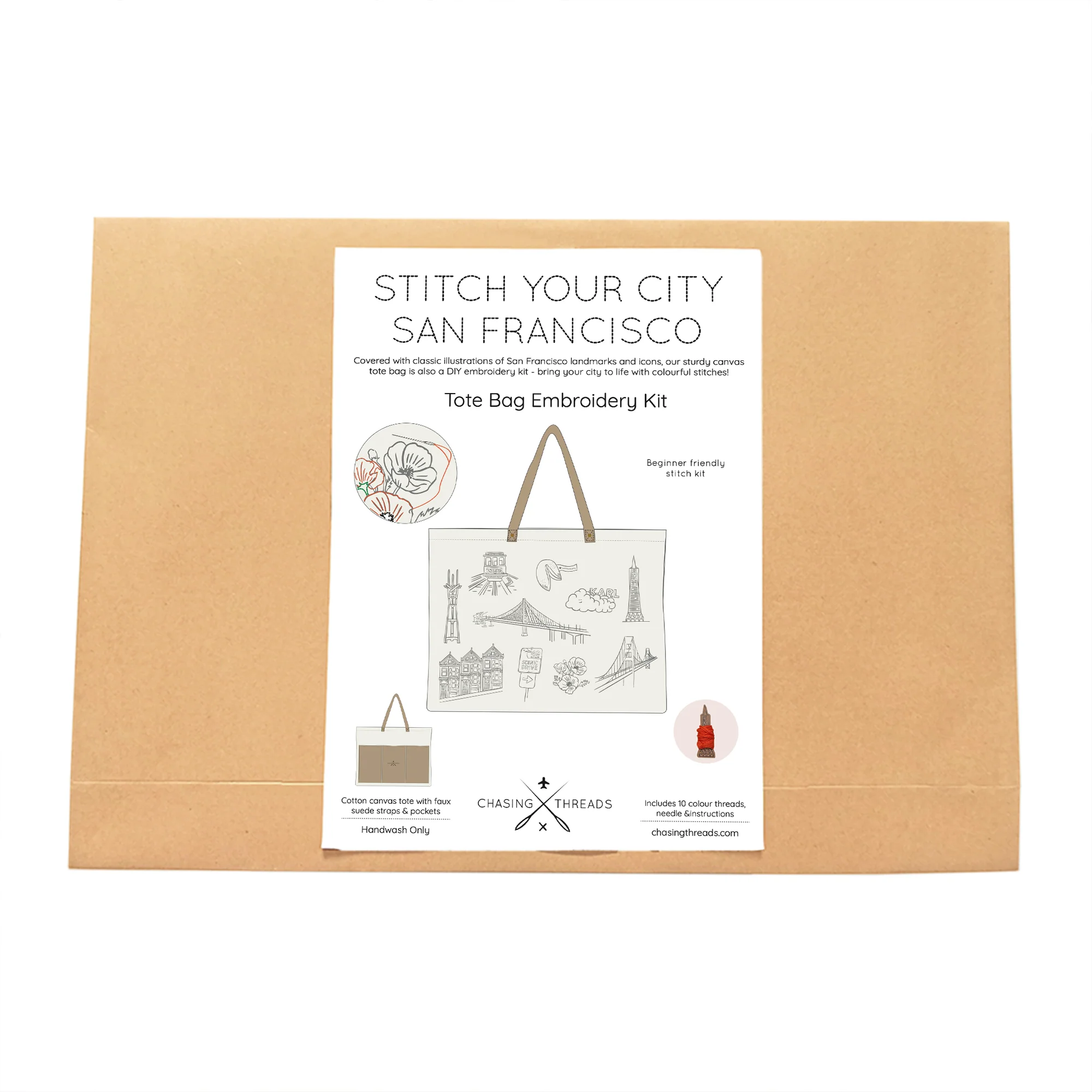 Stitch Your City San Francisco Tote Embroidery Kit - Image 6