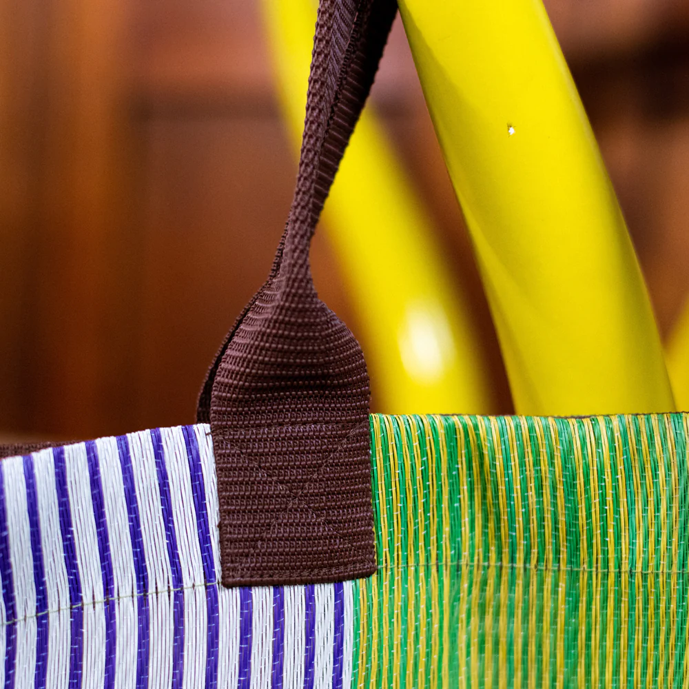 Woven Market Tote: Grass + Pearl - Image 4